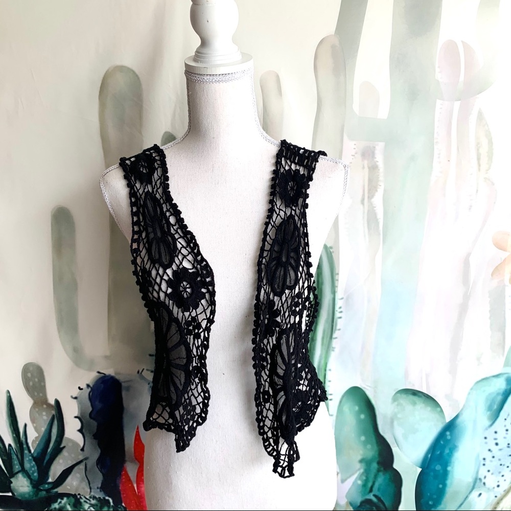 Black lace vest